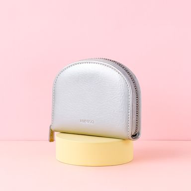 Monedero sintético plateado 11x2x8 cm -  Miniso