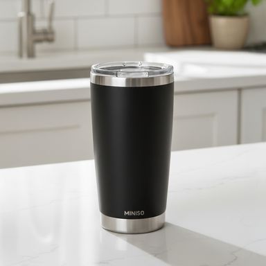 Vaso térmico con tapa dopamine acero inoxidable negro 560 ml doble pared -  Miniso