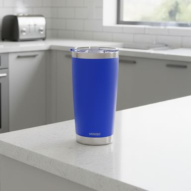 Vaso térmico con tapa dopamine acero inoxidable azul 560 ml doble pared -  Miniso