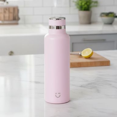 Termo con tapa enroscable doble pared acero inoxidable rosa 700 ml -  Miniso