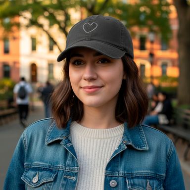 Gorra casual bordada textil negra unitalla corazón -  Miniso