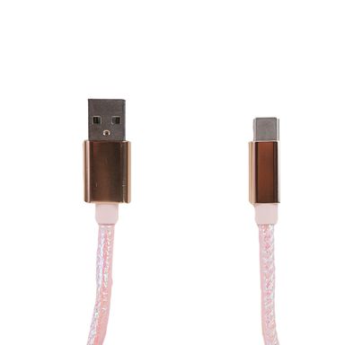 Cable de carga rápida y datos usb a tipo c nailon reforzado rosa 1 m -  Miniso