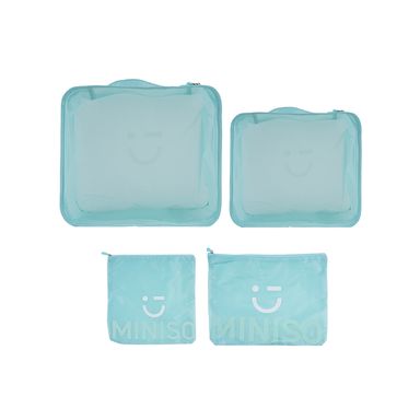 Set bolsas de viaje textiles verde aqua 40x30 cm, 31x21 cm, 26x26 cm, 34x28 cm 4 piezas -  Miniso