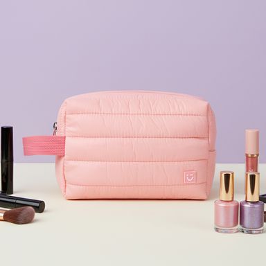 Cosmetiquera acolchada textil rosa 20x10x15 cm -  Miniso