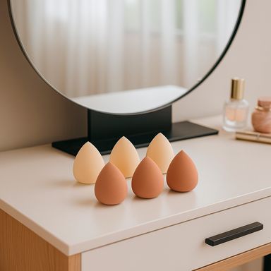 Set esponjas de maquillaje pastry bicolor 6 piezas -  Miniso