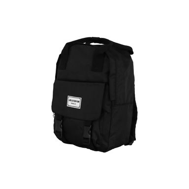 Mochila casual life is for fun textil negra 28x38 cm -  Miniso