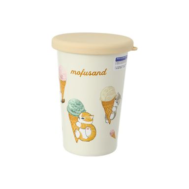 Vaso con tapa mofusand acero inoxidable beige térmico -  Mofusand