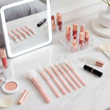 Kit brochas de maquillaje con estuche sintéticas rosa palo 6 piezas -  Miniso