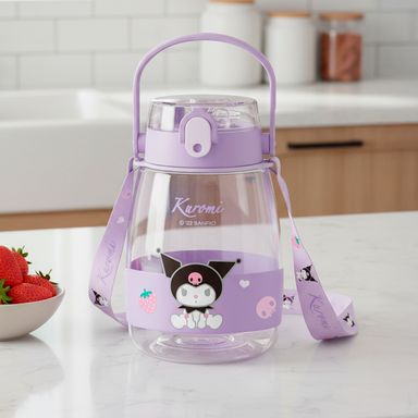 Vaso de plástico personajes de sanrio con correa para el hombro y asa 1300 ml kuromi morado -  Sanrio