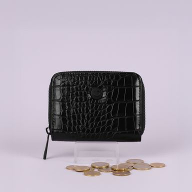 Cartera para mujer tipo piel sintética negra 11x8.5x2.3 cm -  Miniso
