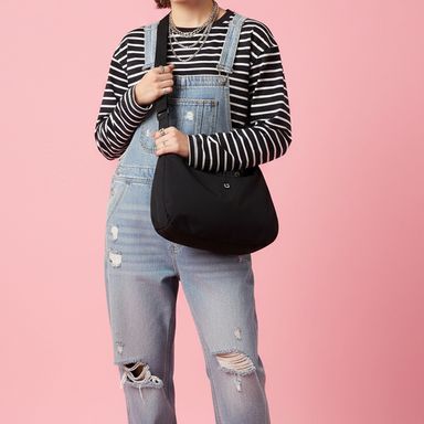 Bolso de hombro textil negro 33x10x18 cm -  Miniso