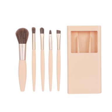 Kit brochas de maquillaje con estuche sintéticas beige 5 piezas -  Miniso