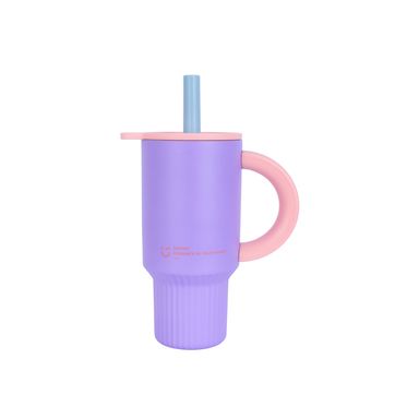 Vaso con tapa y sorbete doble pared acero inoxidable morado 920 ml -  Miniso