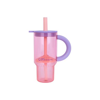 Vaso con tapa y sorbete tritán rosa 1000 ml -  Miniso