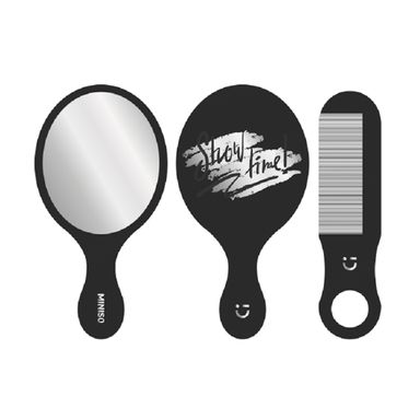Espejo portátil y peine para el cabello serie clásica en blanco y negro -  Miniso