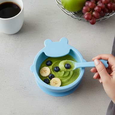 Cuenco y cuchara de silicona serie candy color (osito) (azul) -  Miniso