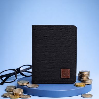 Cartera de hombre con doble pliegue negra -  Miniso