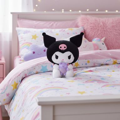 Peluche kuromi 27 cm con postura sentada with little buddy serie sanrio -  Sanrio
