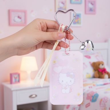 Llavero porta tarjetas de corazón y cinta serie sanrio -  Sanrio