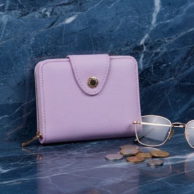 Cartera corta para mujer miniso textura granulada lila -  Miniso