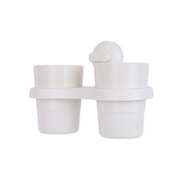 Accesorio para baño portavasos y cepillo de dientes de pared para dos personas beige -  Miniso