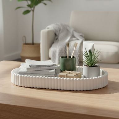 Organizador de plástico caja de almacenamiento apilable corta con diseño de columnas blanca -  Miniso