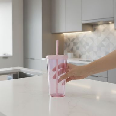 Tomatodo de plástico con sorbete light & enjoy de 600 ml rosa -  Miniso