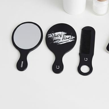 Espejo portátil y peine para el cabello serie clásica en blanco y negro -  Miniso