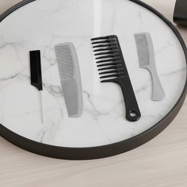 Juego de peines para el cabello de la serie clasica en blanco y negro 4 piezas -  Miniso