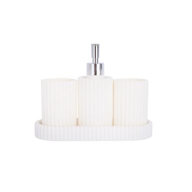 Accesorio para baño juego de accesorios de baño con diseño de columnas 4 piezas blanco -  Miniso