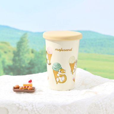 Vaso con tapa mofusand acero inoxidable beige térmico -  Mofusand