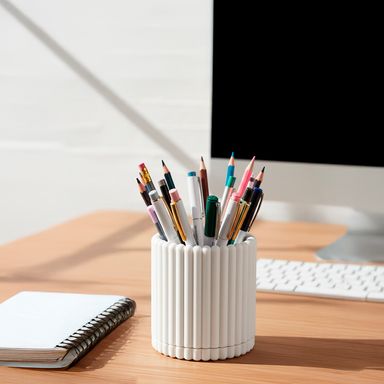 Organizador de plástico portalapices giratorio con diseño de columnas blanco -  Miniso