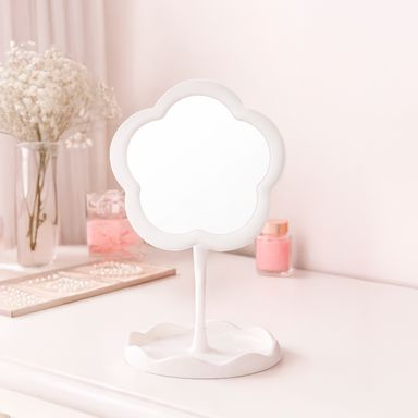 Espejo de maquillaje de ángulo ajustable con diseño de flores -  Miniso