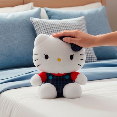 Peluche hello kitty 25 cm sentada jk blue check serie sanrio -  Sanrio