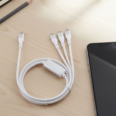 Cable de datos de carga rápida macaron series 3 en 13 usb a c 3 puertos blanco -  Miniso