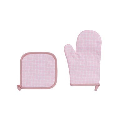 Set de guante y agarradera para cocina miniso cuadritos rosa -  Miniso