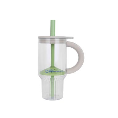 Tomatodo de plástico tritan con sorbete de 1000 ml blanca con verde -  Miniso