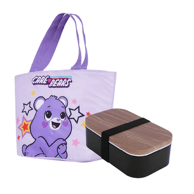 Lonchera care bears morado y Taper con diseño de grano de madera negro - Miniso