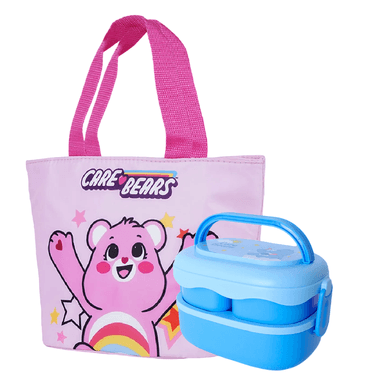 Lonchera care bears rosa y Taper de alimentos plástico azul 1600 ml gruñosito ositos cariñositos - Miniso