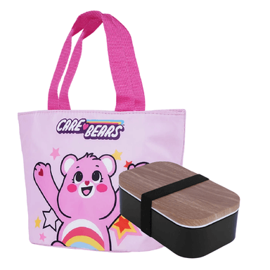 Lonchera care bears rosa y Taper con diseño de grano de madera negro - Miniso