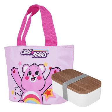 Lonchera care bears rosa y Taper con diseño de grano de madera blanco - Miniso