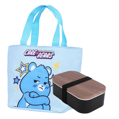 Lonchera care bears azul y Taper con diseño de grano de madera negro - Miniso