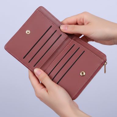 Cartera para mujer con cierre miniso textura rayas cruzadas rosa -  Miniso