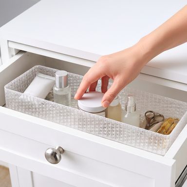 Organizador de plástico tamaño largo tres separaciones color transparente rectangular -  Miniso