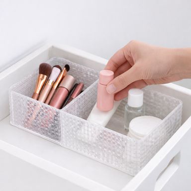 Organizador de plástico tamaño rectangular color transparente tres separaciones -  Miniso