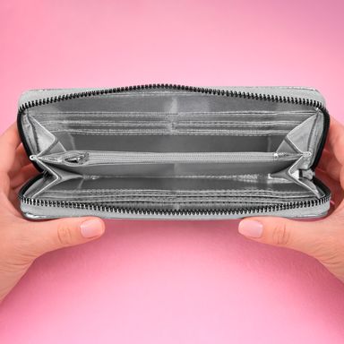 Cartera mujer larga con patron de naturaleza plata serie miniso -  Miniso