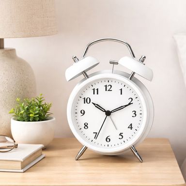 Reloj despertador de campana doble serie black & white blanco mate -  Miniso