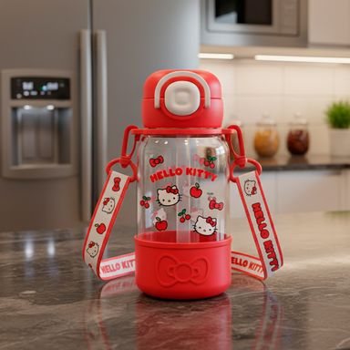 Vaso de plástico estilo clásico de hello kitty con tapa abatible y sorbete de 690 ml sanrio -  Sanrio