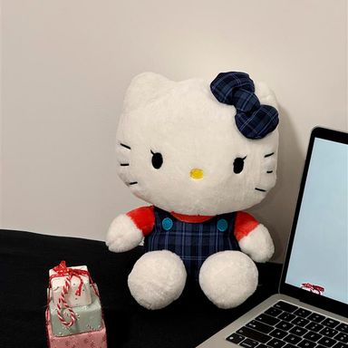 Peluche hello kitty 25 cm sentada jk blue check serie sanrio -  Sanrio