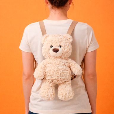 Mochila infantil oso de peluche khaki -  Miniso